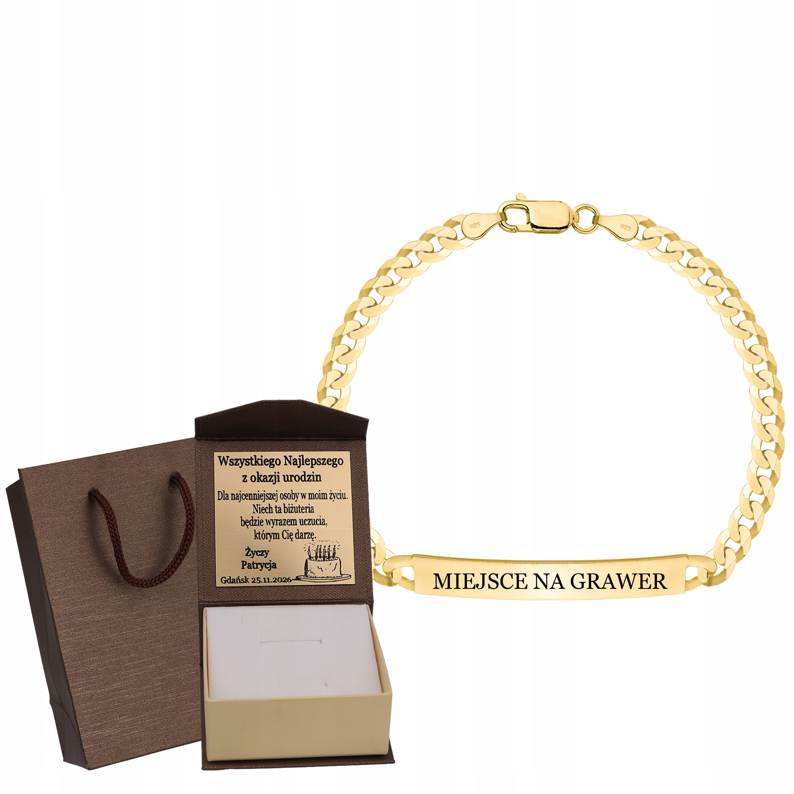 Zlatý Plný Pánský Náramek Pancíř S Plechem Ryzost 925 585 Gravírování Bonus