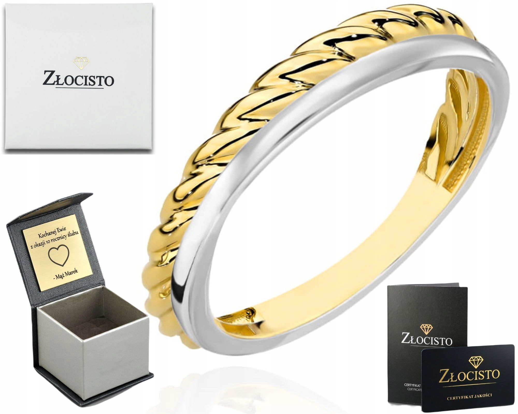 Zlatý Prstýnek, Dvě Barvy Zlata 585 Jako Dárek, Gravírování