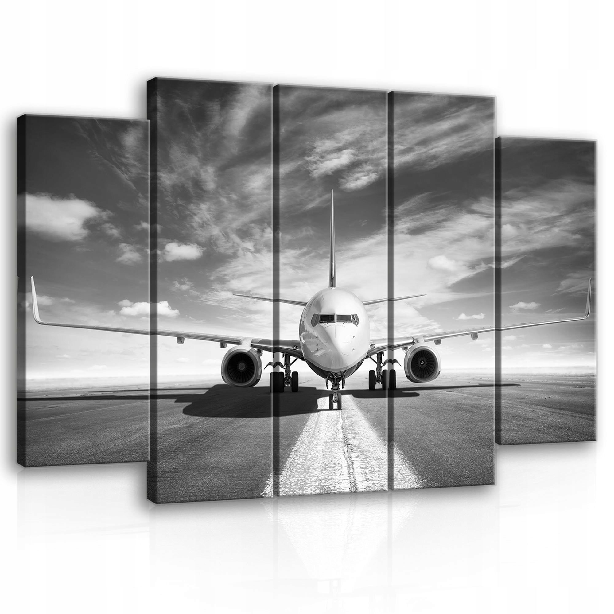 Obraz 150x100 Lietadlo letectvo pristávacia dráha obloha mraky cestovanie dekorácie