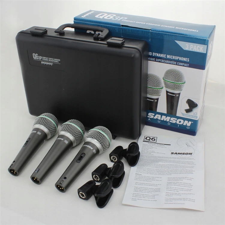 Samson Q6 3-pack dynamické vokálne mikrofóny superkardioida príslušenstvo