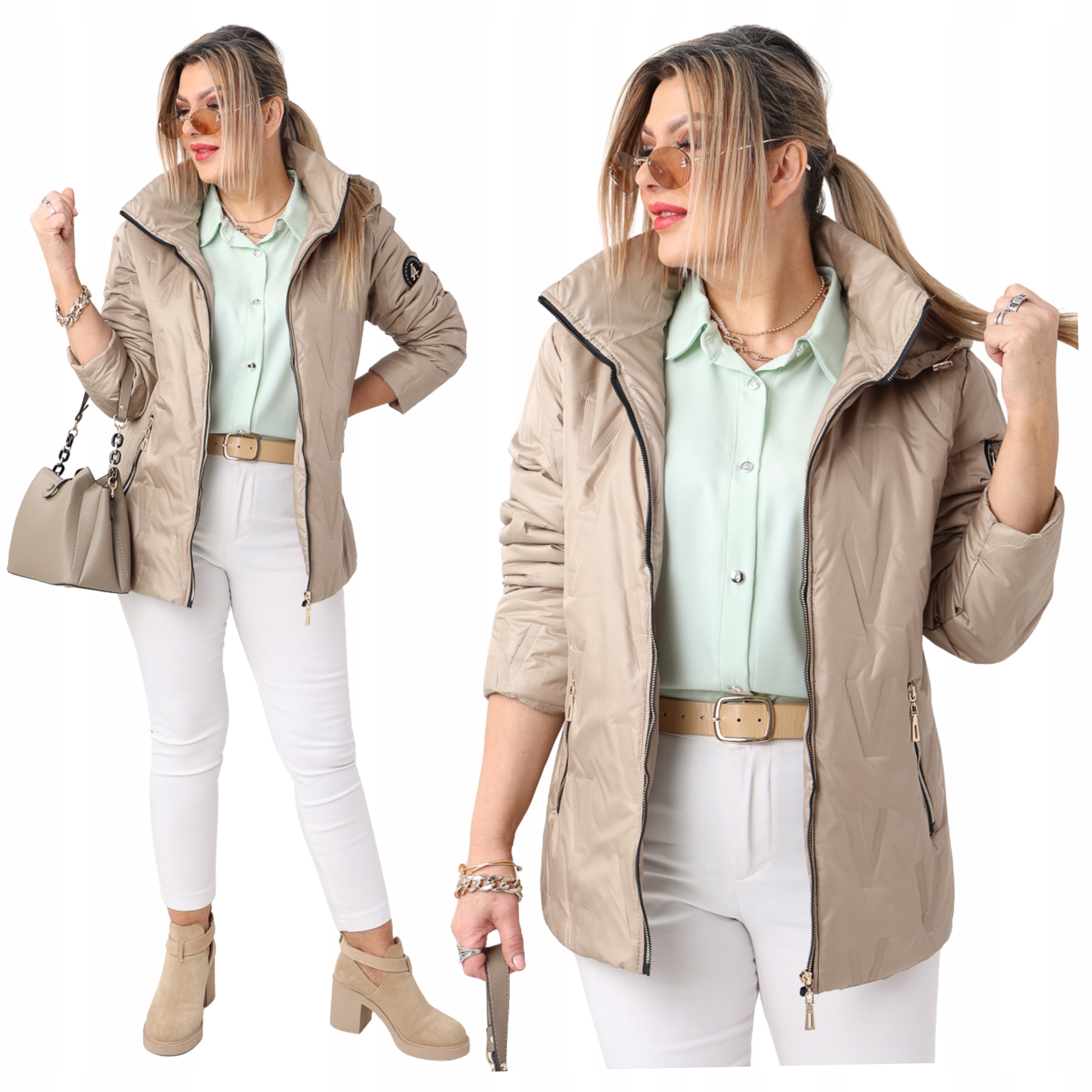 Kurtka Przejściowa Damska Pikowana Lekka Duże Rozmiary Oversize