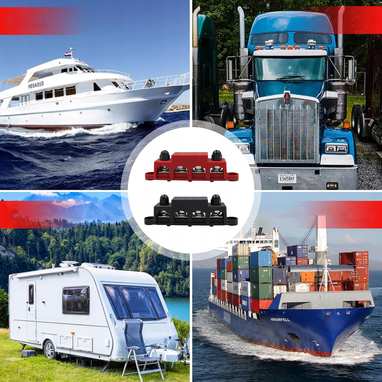 BLOK DYSTRYBUCJI ZASILANIA DO ŁODZI SZYNA ZBIORCZA ZACISK M8 12V 250A EAN (GTIN) 6903392578147