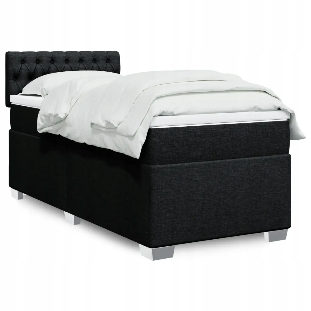 Box spring postel s matrací černá 90x200 cm textil Černý 3288080