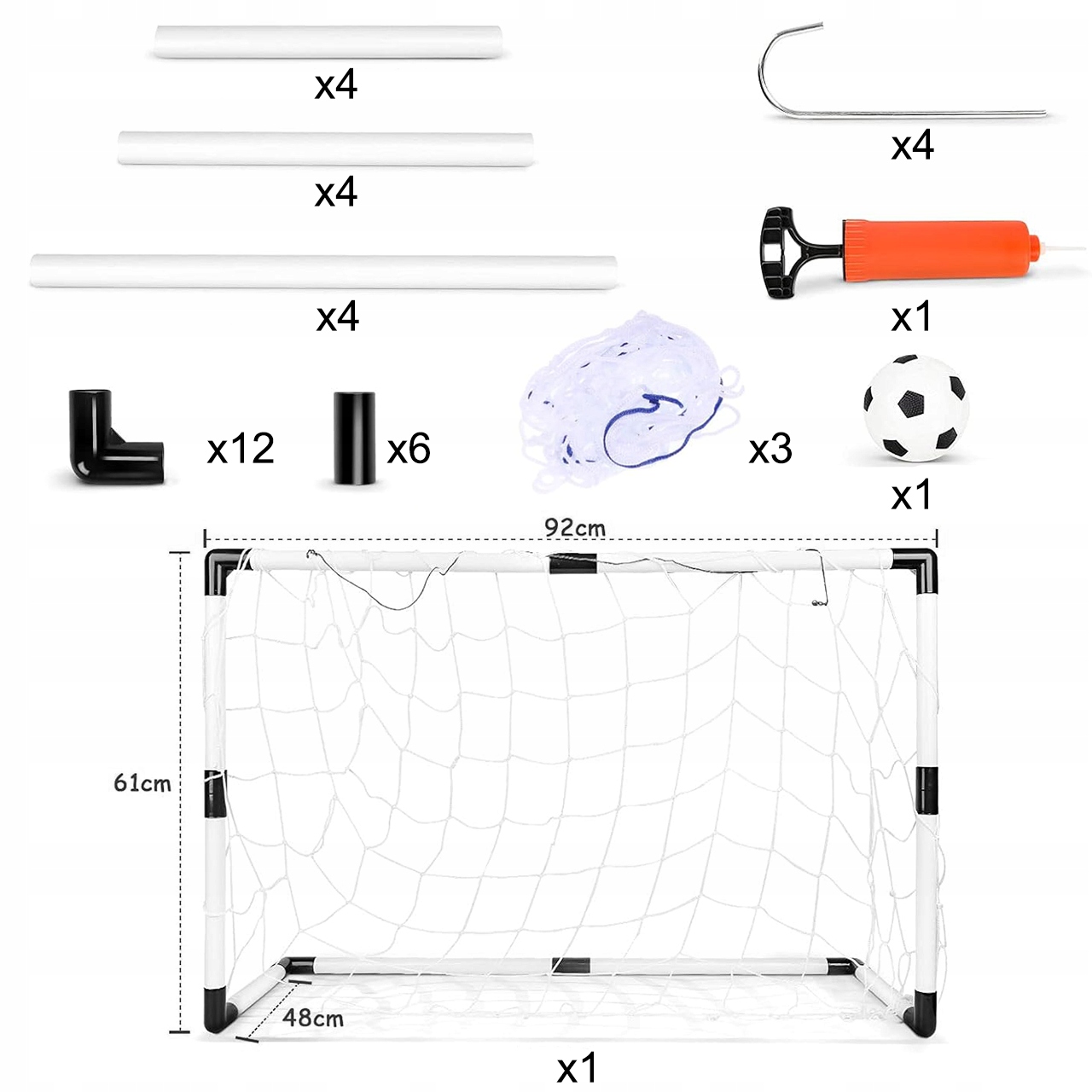 DVĚ MALÉ BRANKY VELKÁ PŘENOSNÁ PŘENOSNÁ FOTBALOVÁ BRANKA 2V1 PRO DĚTI Výška výrobku 22,2 cm