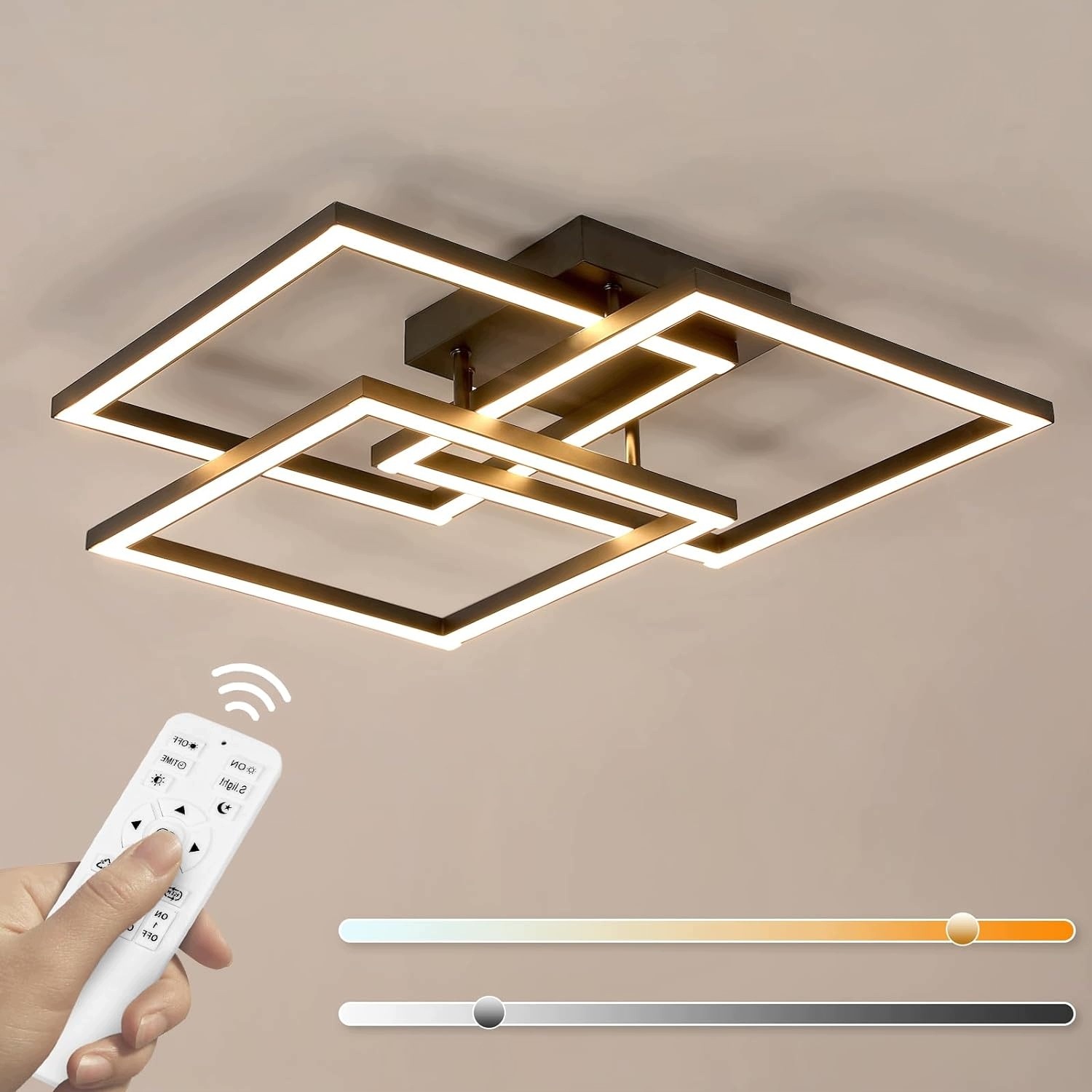 Led Stropní Svítidlo Lustr Černý Čtvercový Moderní S Dálkovým Ovladačem 40W