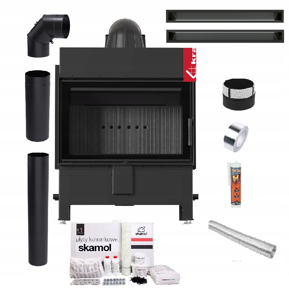 Krbová Vložka Lucy 14 kW Černá Ocelová Ekodesignová Sada