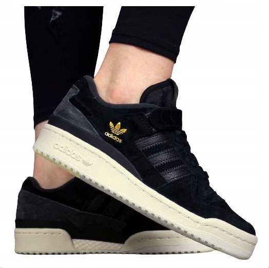 dámské boty Adidas Forum Low Kože tenisky Černé kožené tenisky