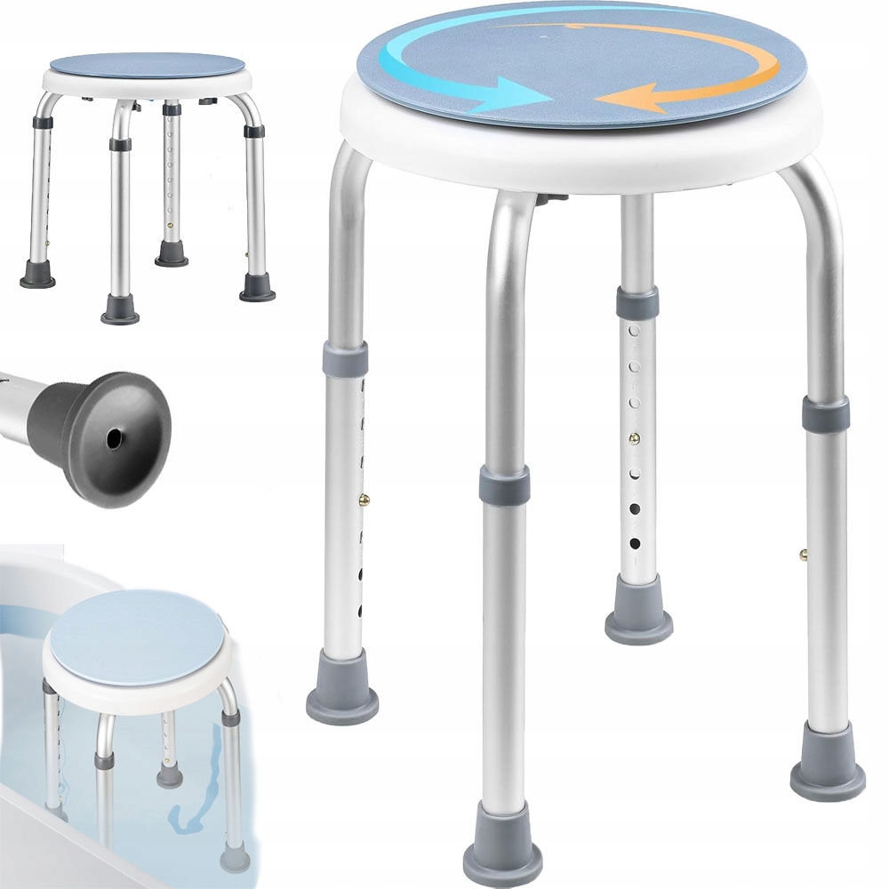 Taboret Krzesł Siedzisk Prysznicowe Stołek Wanny Regulowany 36-52cm Wodoodp