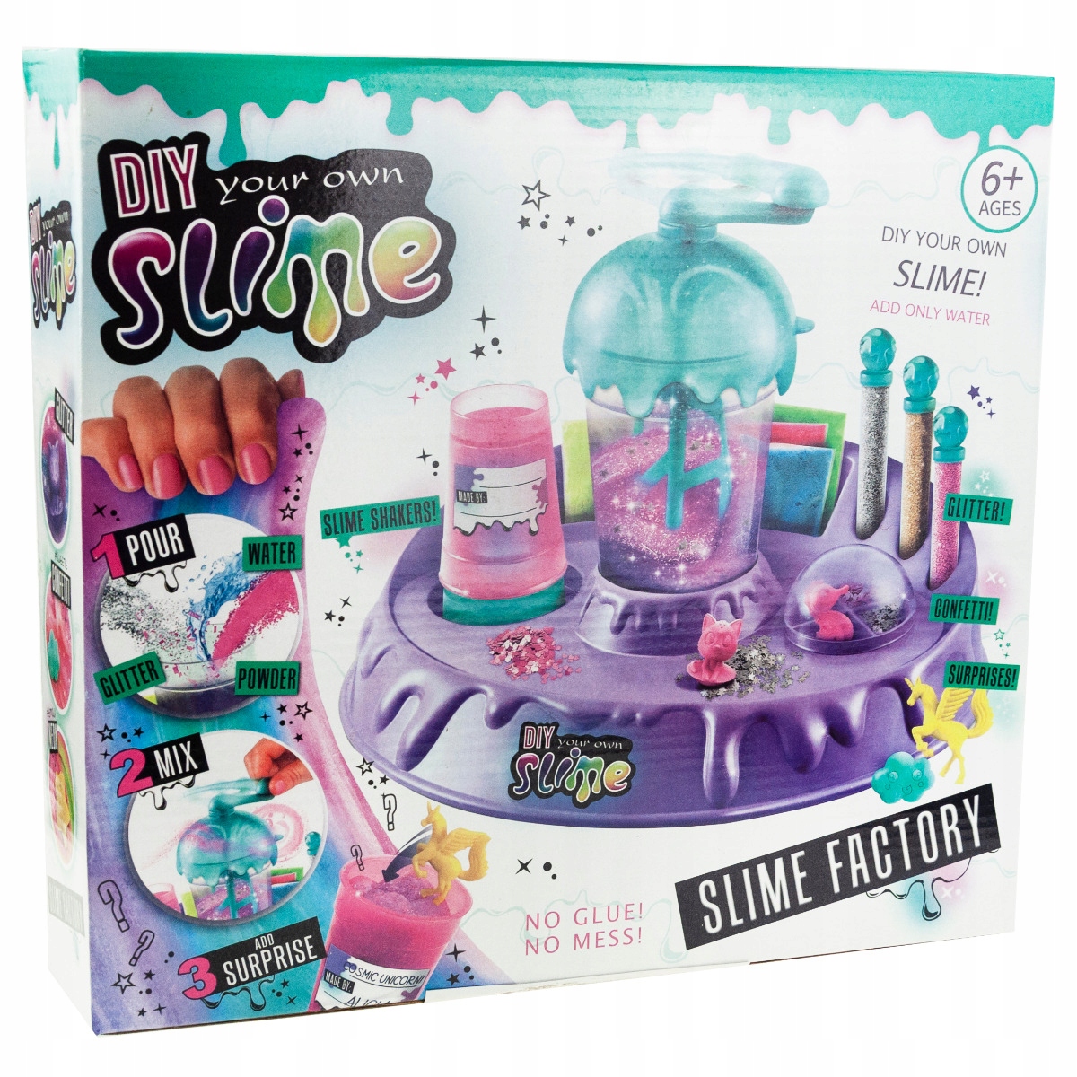 🎨 🖌 Pack 6 Colles Colores Instant Slime 180 Ml Glitter