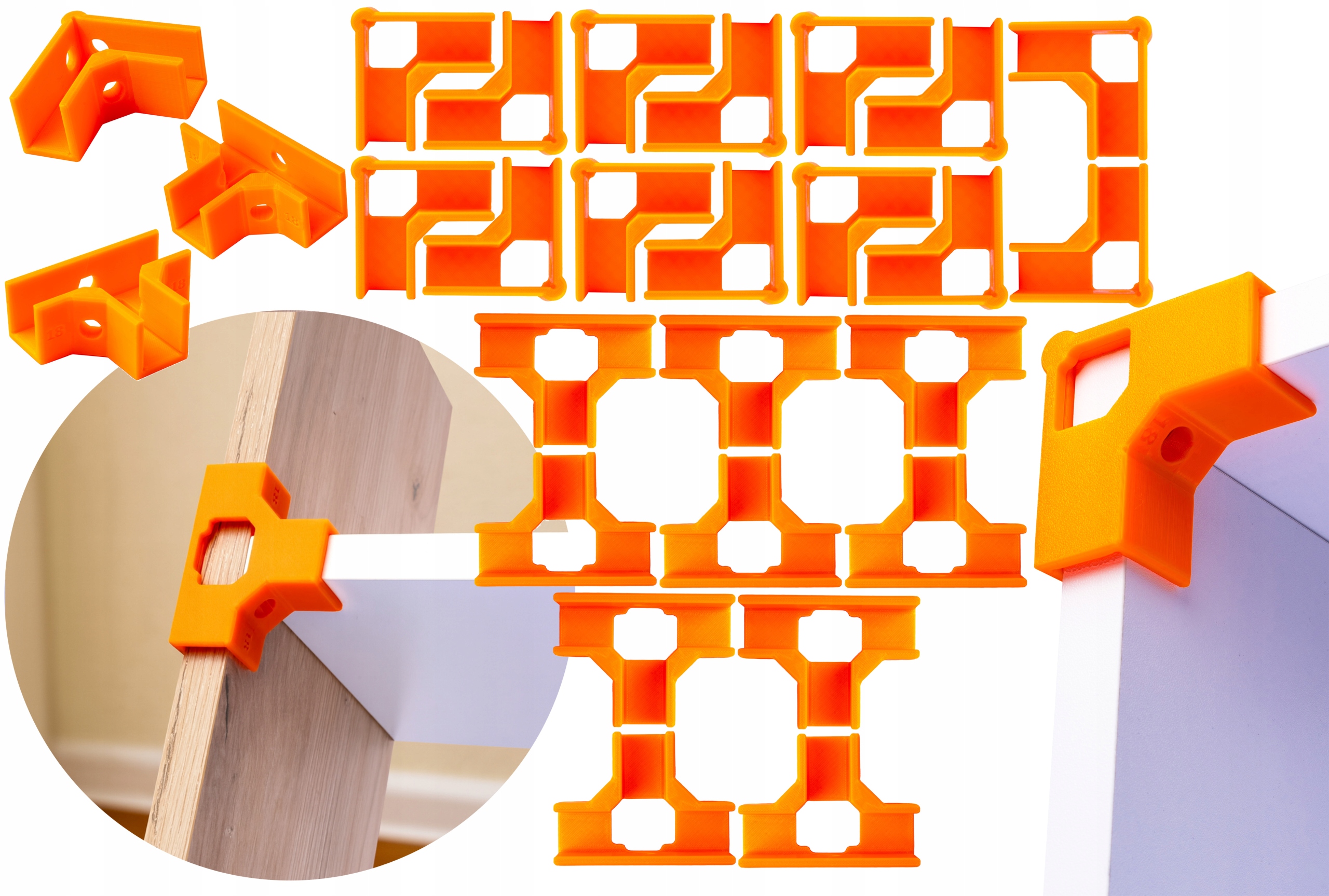 Trzecia Ręka Zestaw XL 24 Uchwyty Stolarskie Do Korpusów 18 MM 14X L, 10X T