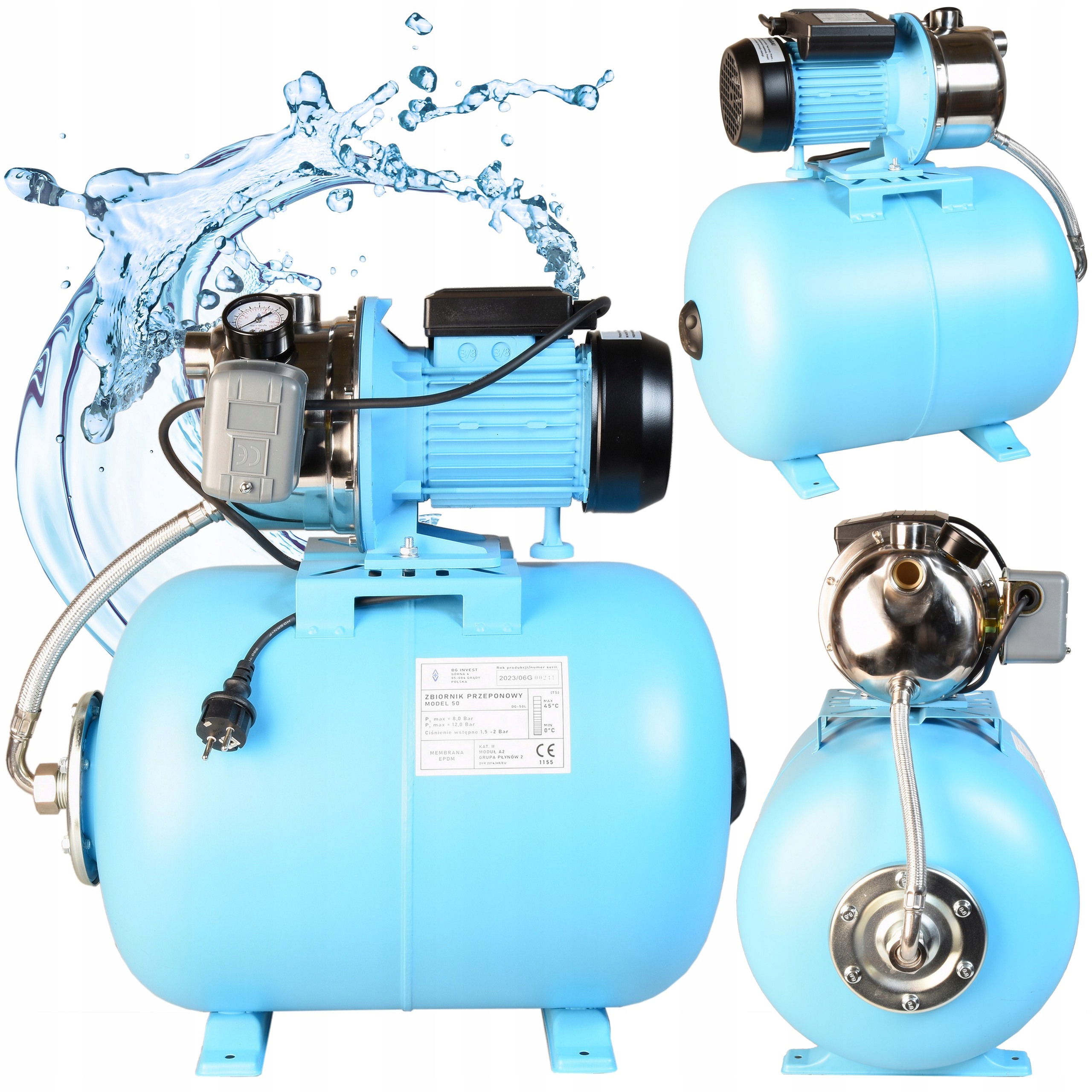 Pumpa Do Domu Na Vodu Hydrofor 50L Hydroforový set Inox Js 1100W Silná