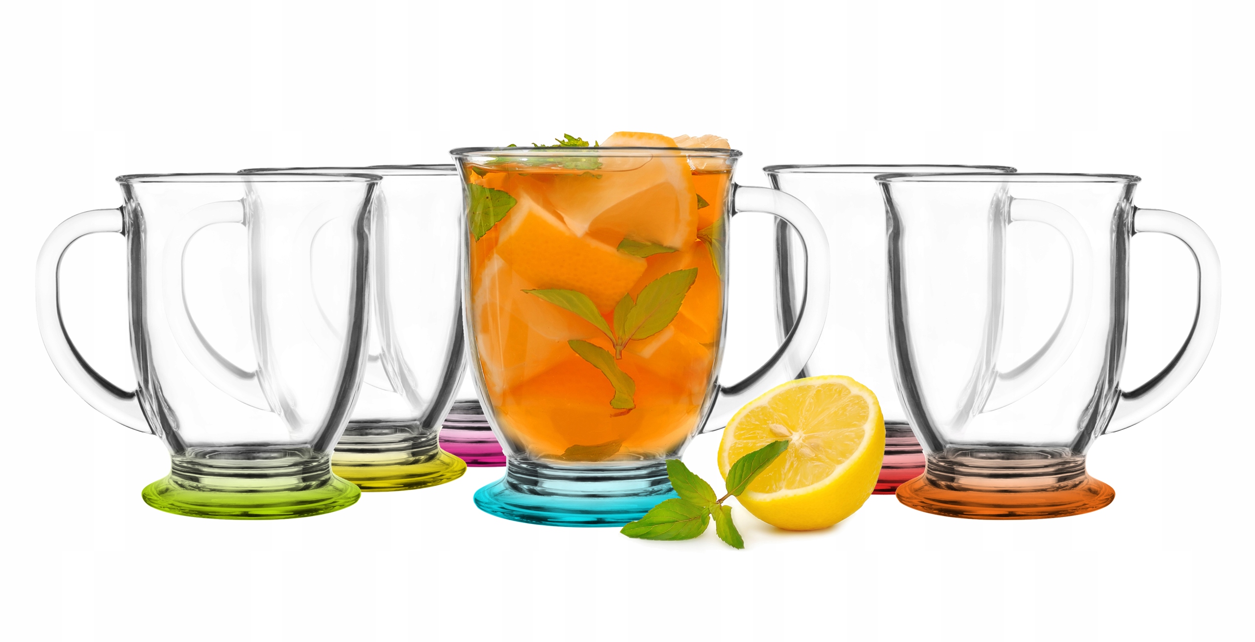 

6 x Kubas 400 ml Kolorowe Dno, Trwały