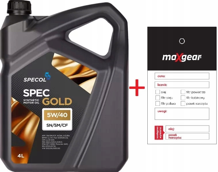 Olej Specol 5W40 4L Spec Gold Sn/cf A3/B4 LL01 9.55535-Z2 226.5 Zawieszka