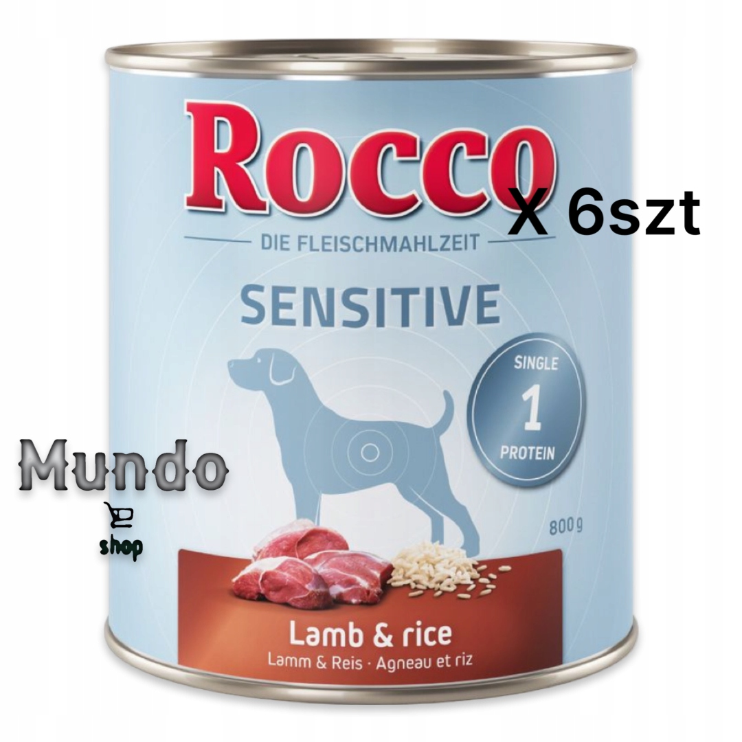 Vlhké krmivo Rocco Sensitive Příchuť jehněčí maso 800 g 6 ks