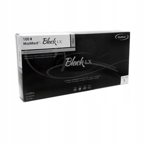 

Rękawiczki lateksowe mocne czarne 100szt Maimed