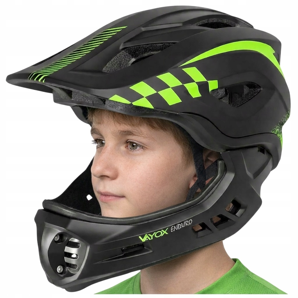 Kask Rowerowy Dziecięcy Fullface Szczękowy Odpinany Mtb 50-54 Enduro Vayox