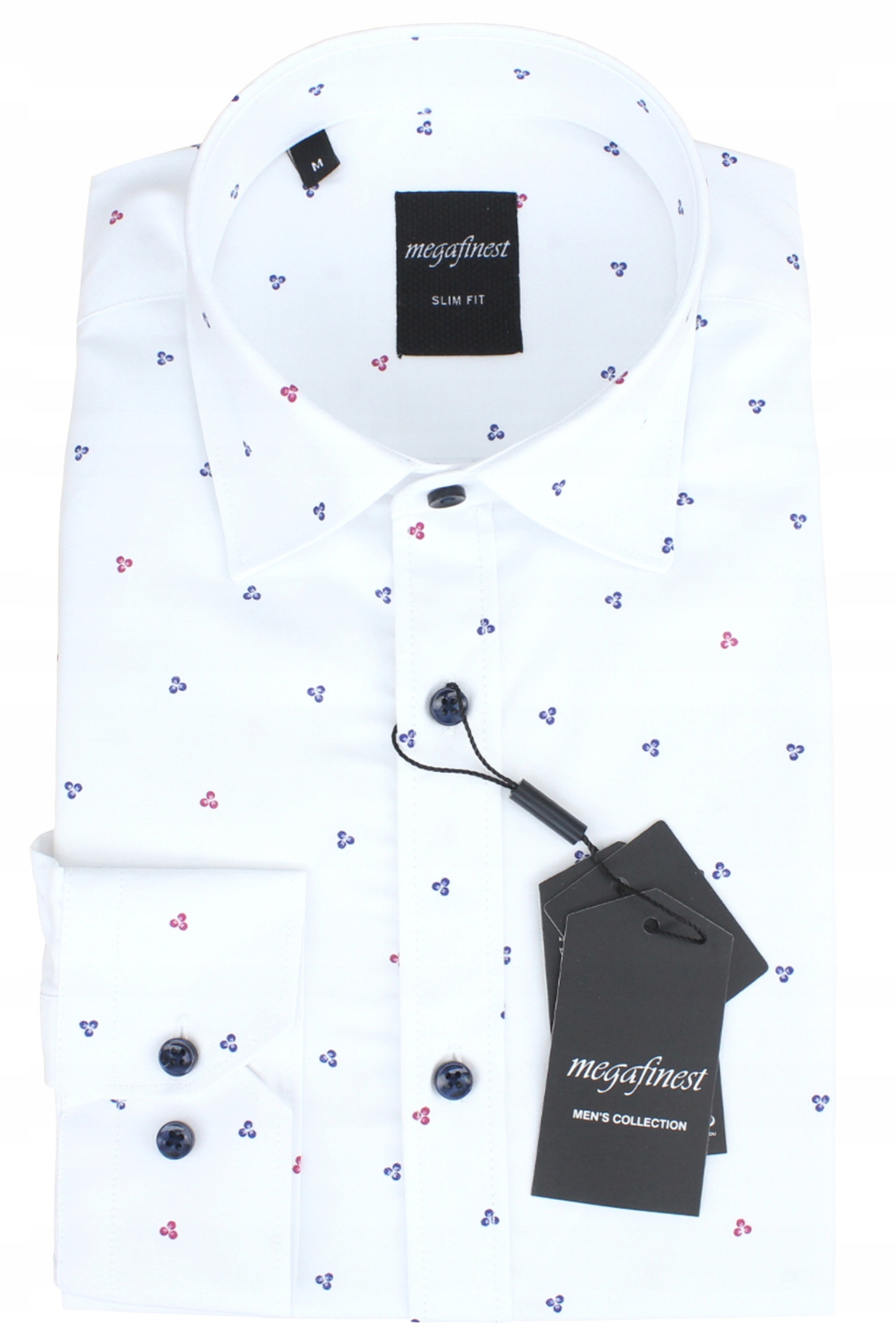 

Piękna koszula męska biała z wzorem długi 837 39 M