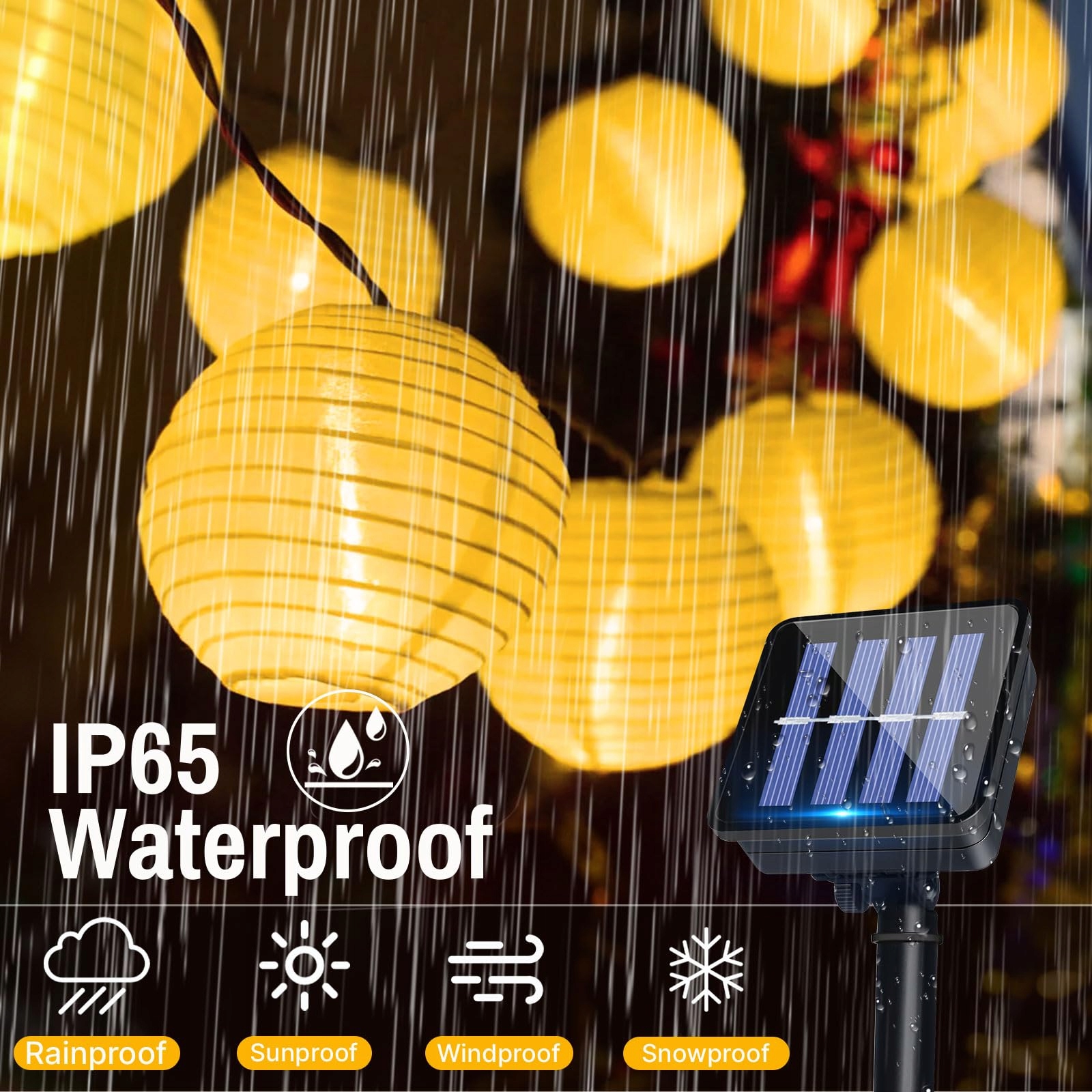 SOLAR LAMPIONY LED 8M 30 LAMPKI SOLARNE IP65 DO OGRODU BALKONU TARASU — miniatura 3