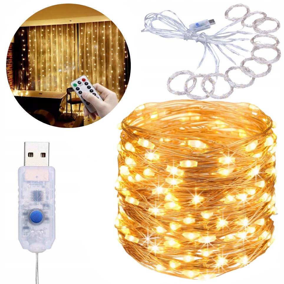 

Kurtyna Świetlna 3x3 Choinka Okno 300 Led Ciepły