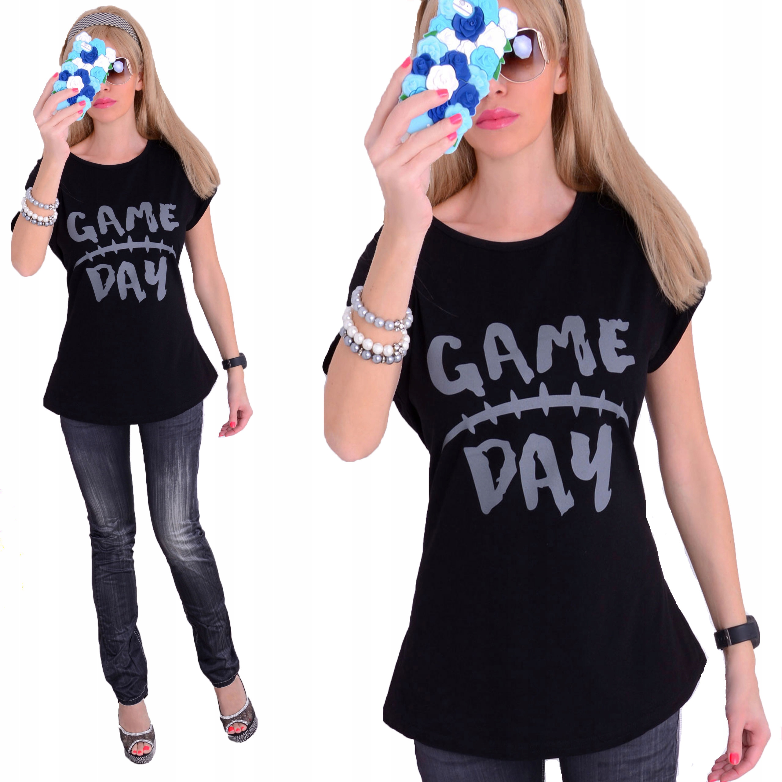 

Modny T-shirt Fishbone Bawełna 100% Duże Rozm 605