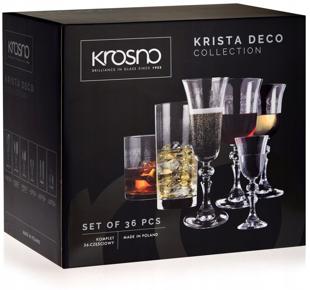 

Krosno Krista Deco Zestaw 36el. szklanki kieliszki
