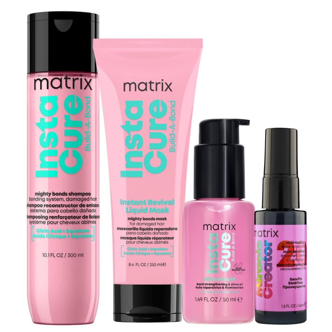 Instacure Build-A-Bond + Miracle Creator zestaw: olejek 50 ml + szampon 300 ml + maska 250 ml + spray 45 ml