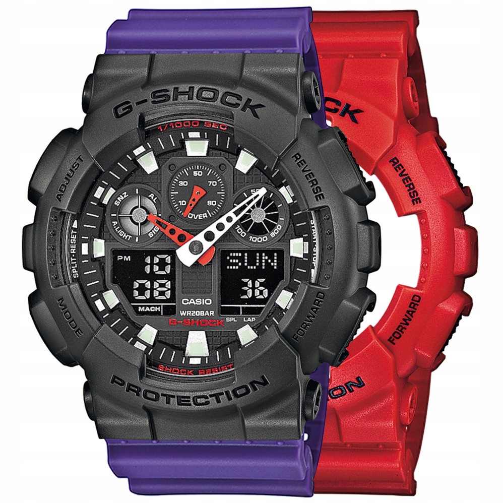 Sada G-shock GA-100B-4AER Šedá Fialová
