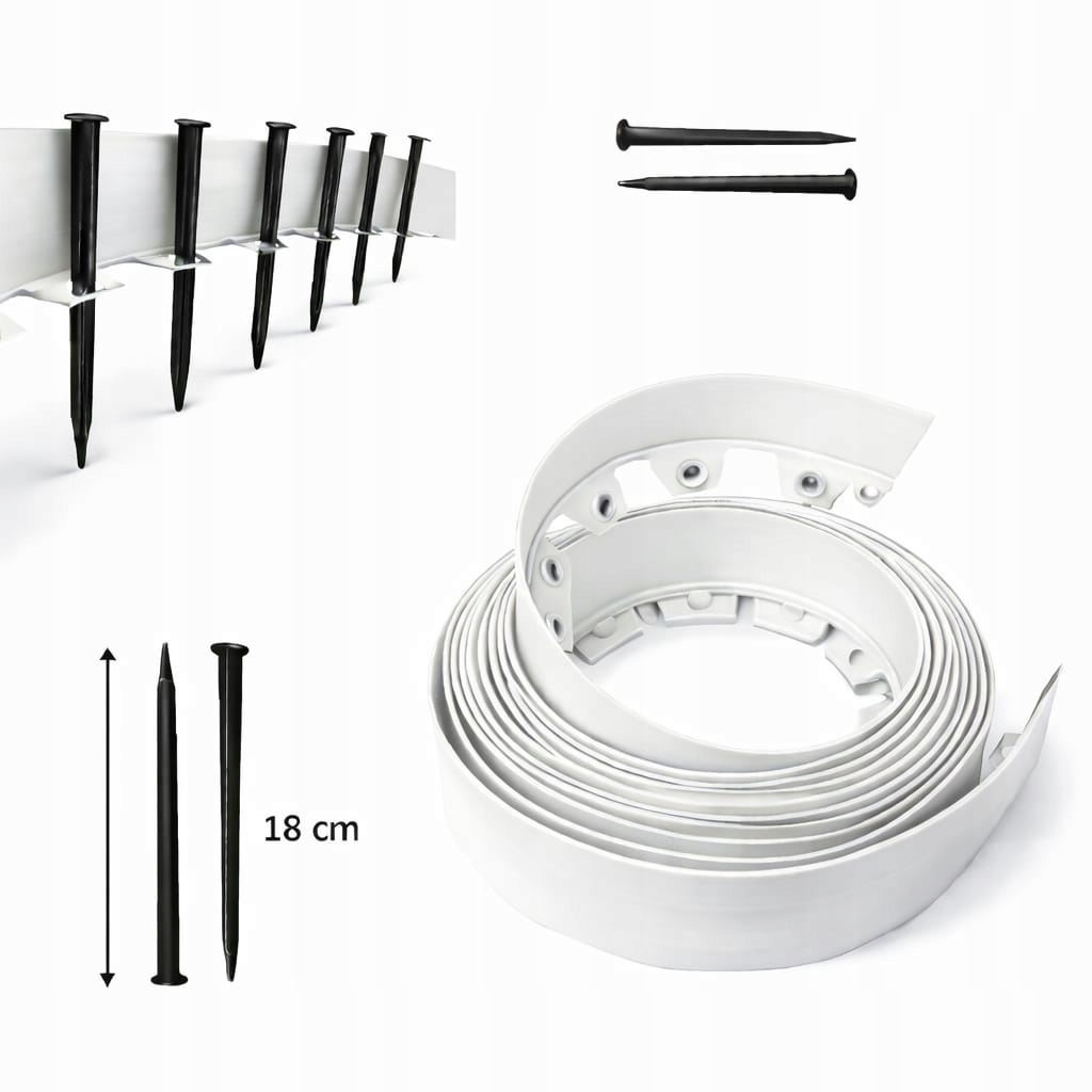 Zahradní Lem Trávníkový 8 cm 20 m Bílý Plast Vysoký Silný