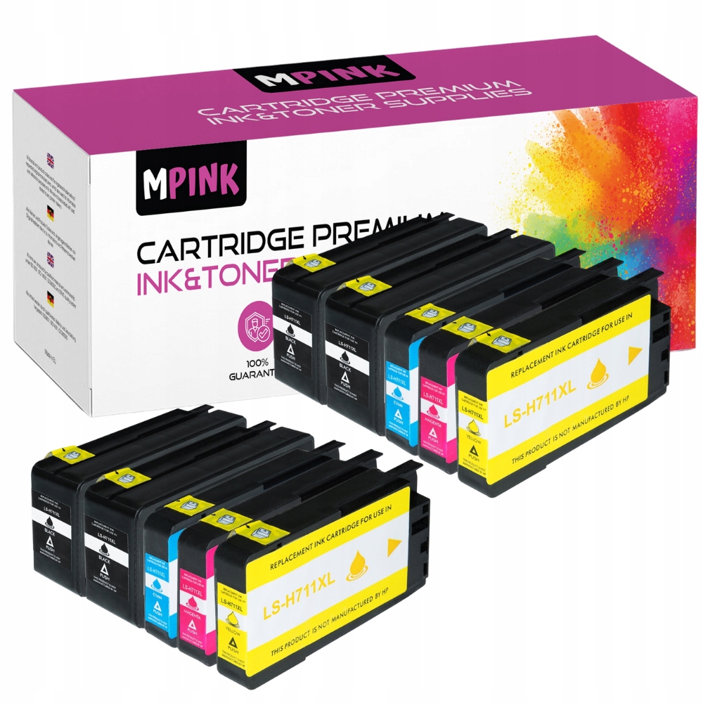 10x Inkoust pro Hp 711 XL Designjet T120 T125 T130 T520 T525 T530 CZ133A Set