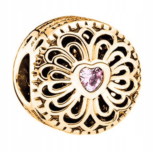 Charms Květina Růžové srdce stříbro 925