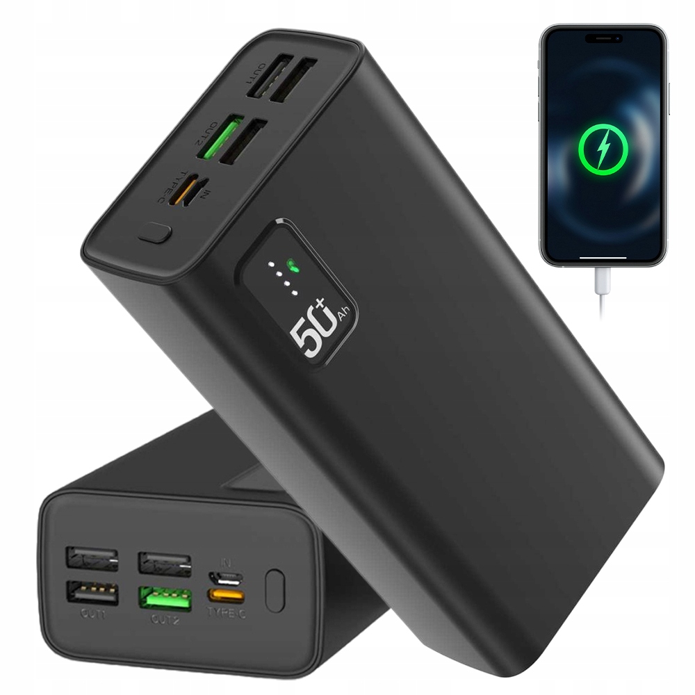 Power Banka 5 Portů 4XUSB A 1XTYPEC Nabíjení 5 Zařízení 14.3X6.9 CM Polymer