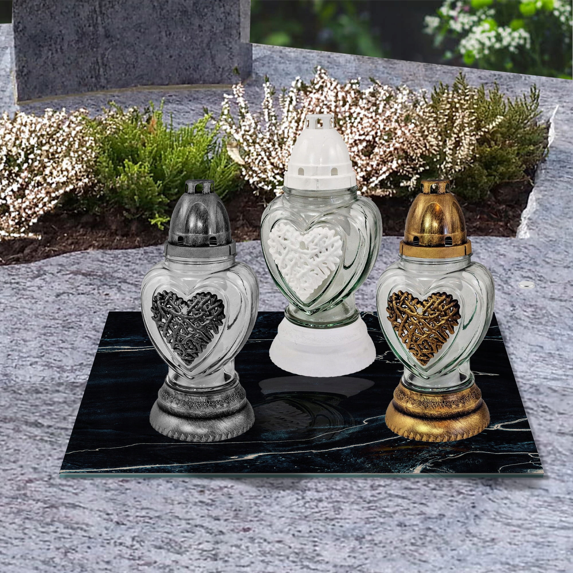 SZKLANA PODSTAWKA POD ZNICZE 30x30cm Marmur 36f Materiał szkło hartowane