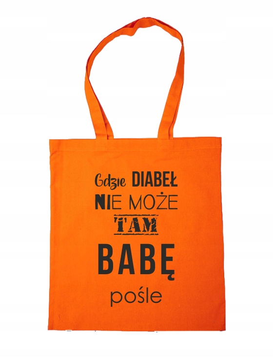 TORBA BAWEŁNIANA Z NADRUKIEM, POMARAŃCZOWA Z LOGO Marka inna