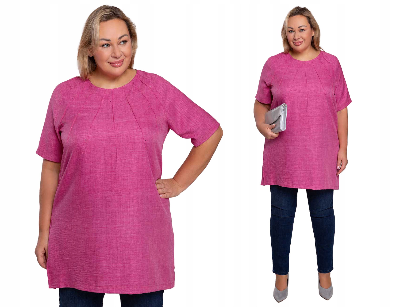 Viskózová růžová tunika 48/50