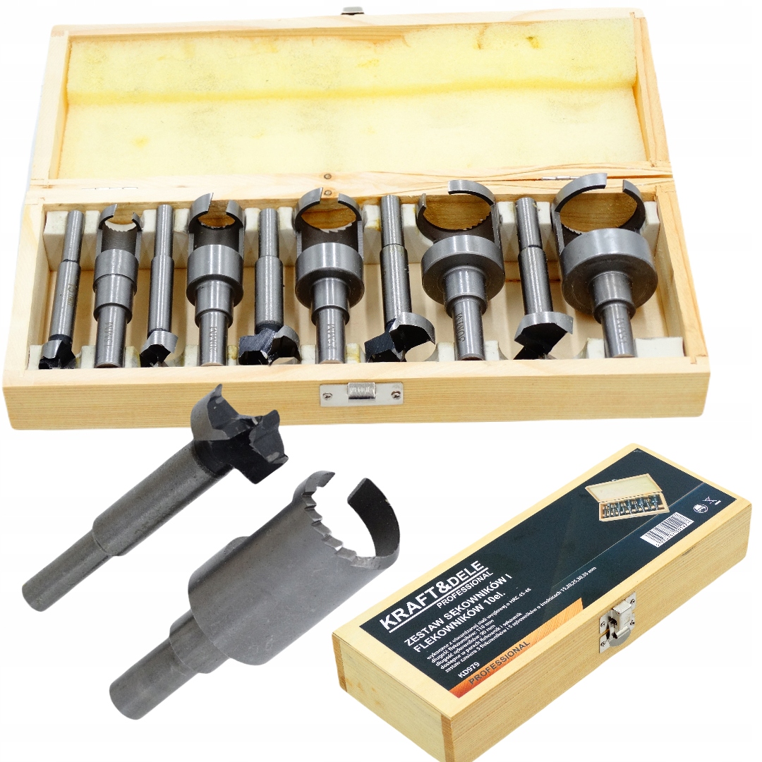 Zestaw sękowników sękownik frez sednik flekownik do drewna 10el. 15-35mm