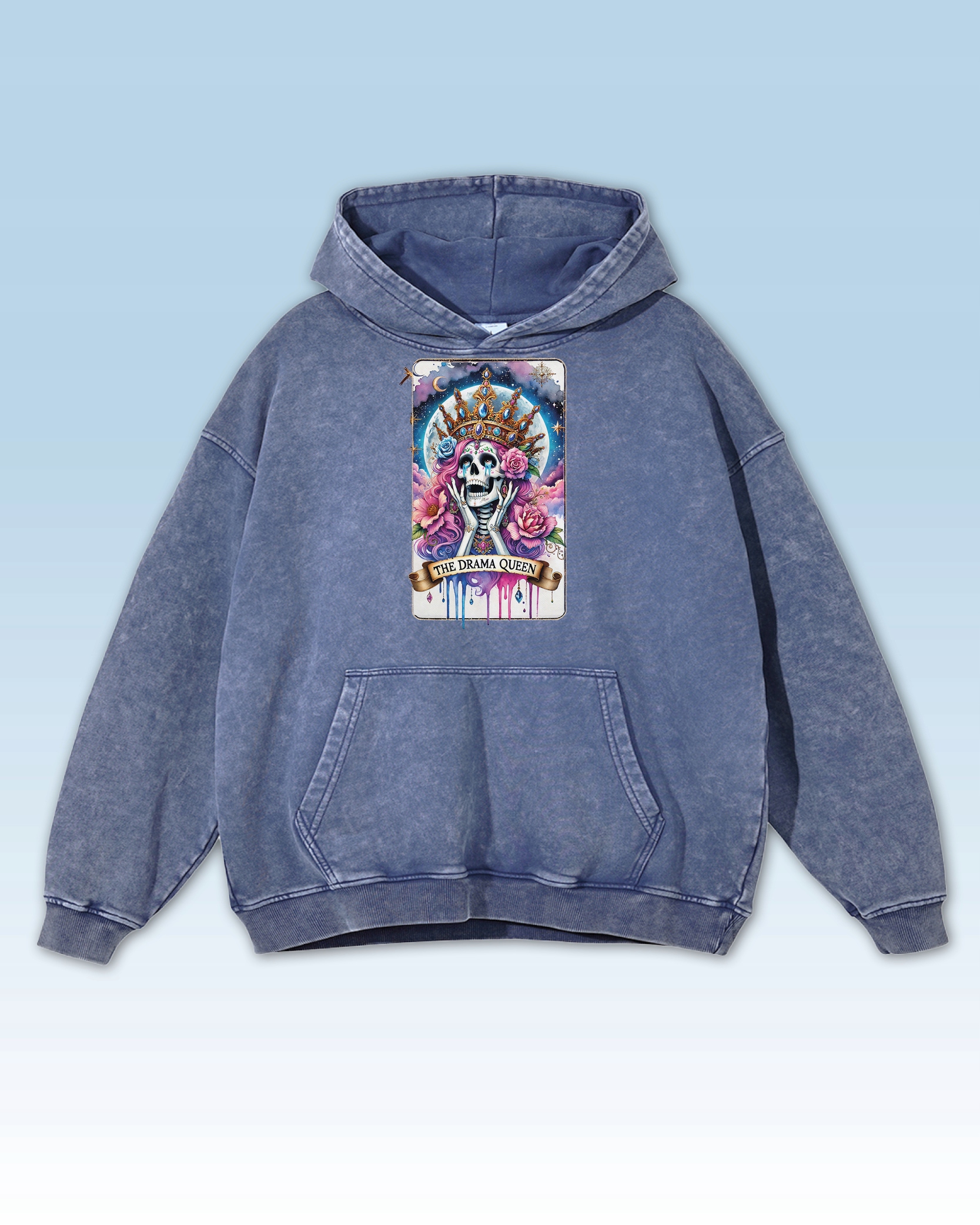 Mikina The Drama Queen Oversize Lebky Květiny Koruna Tma Modrá M