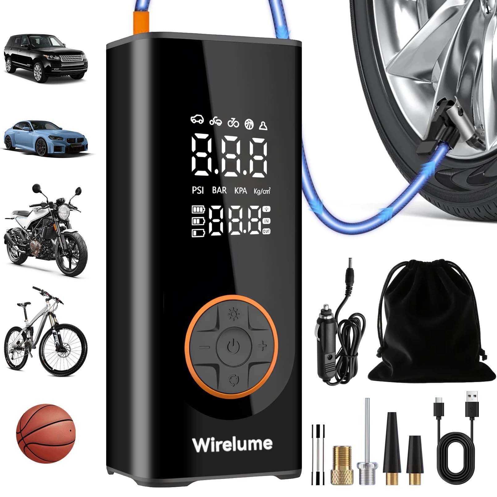Bezdrátový Kompresor Do Auta 150 Psi 6000 Mah 12V Auto Stop Led
