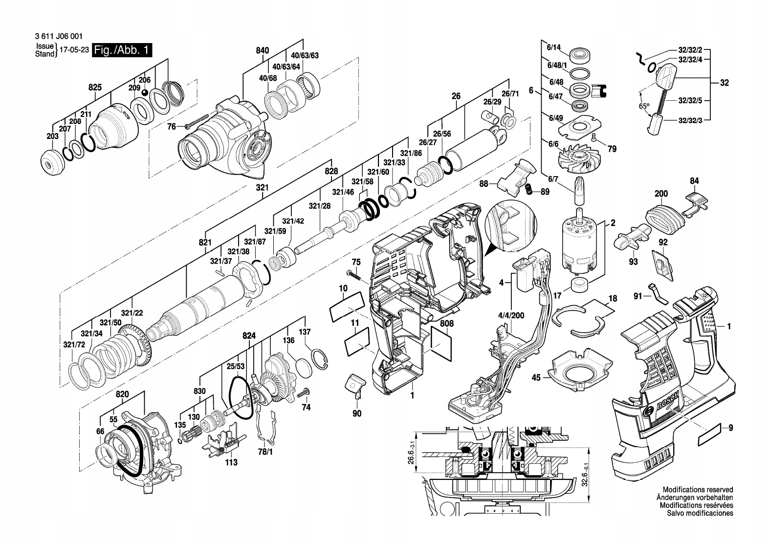 Bosch silnik prądu stałego do GBH 36 V-LI Plus