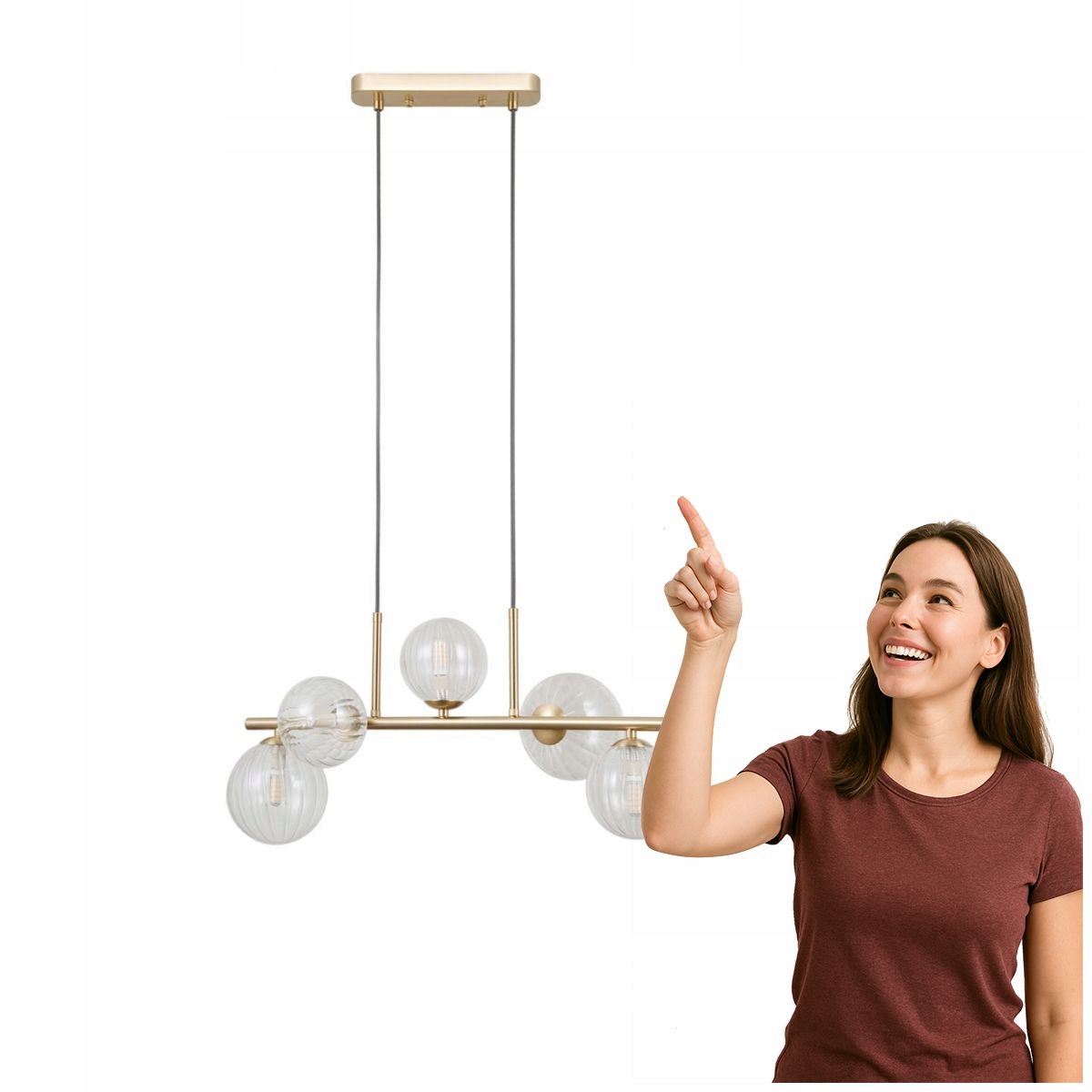 Moderná závesná lampa Toledo zlatá, 5 zdrojov, Italux