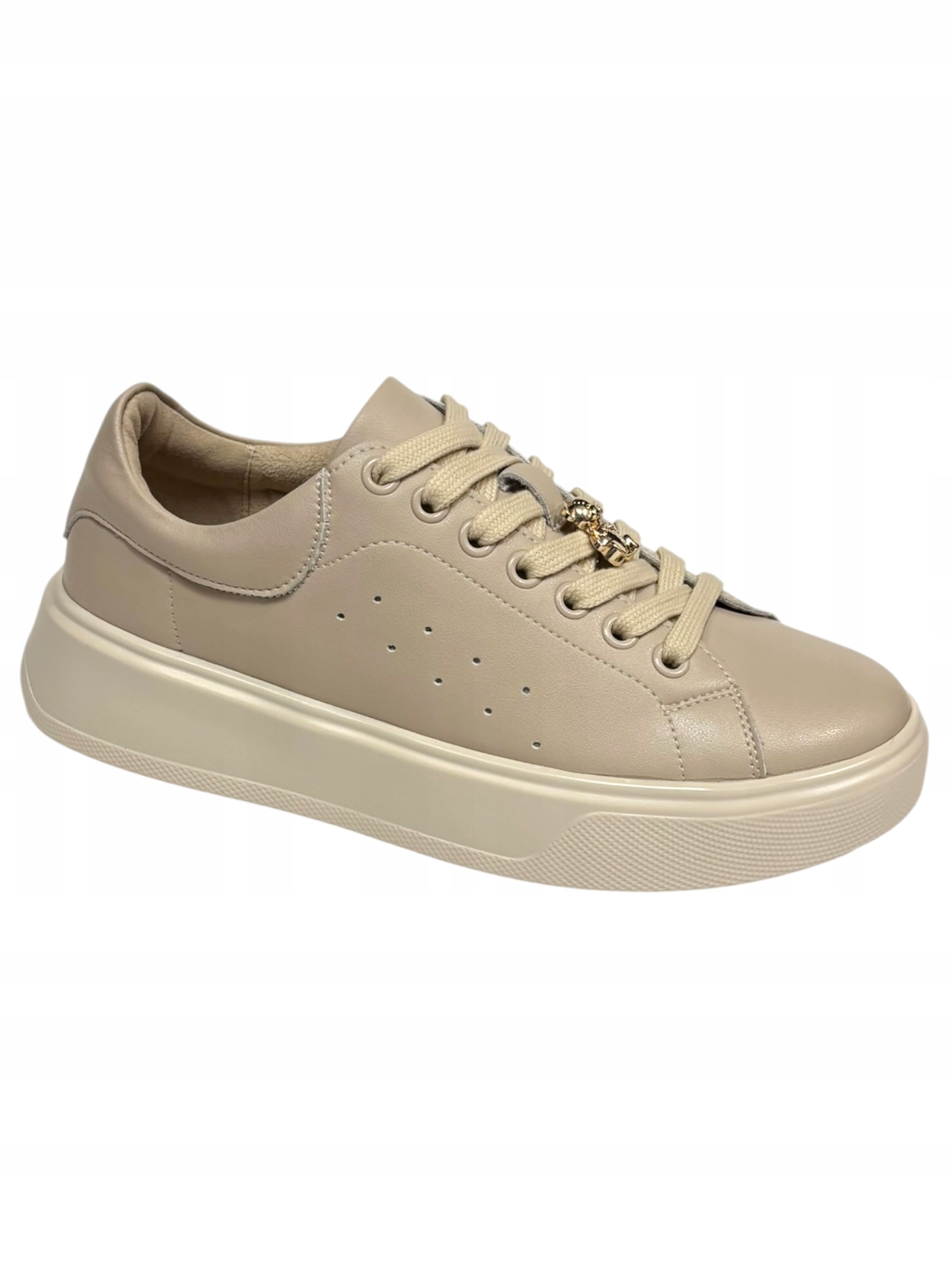 Cambell 19379 Półbuty Sneakersy Skórzane Beżowe 38