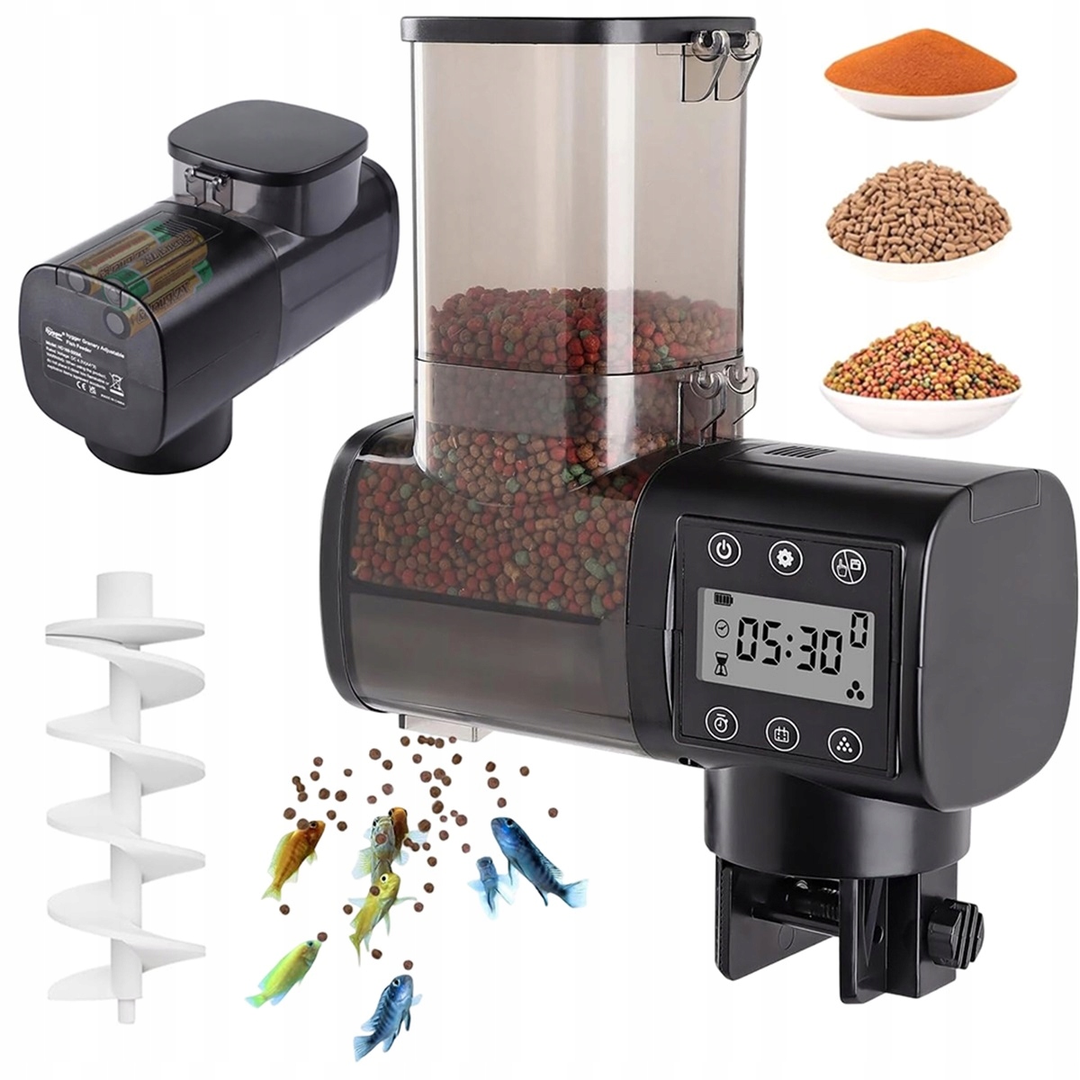 Levně Smart Krmítko 500 ML S LCD Displejem, Automatické Pro Rybí Akvárium