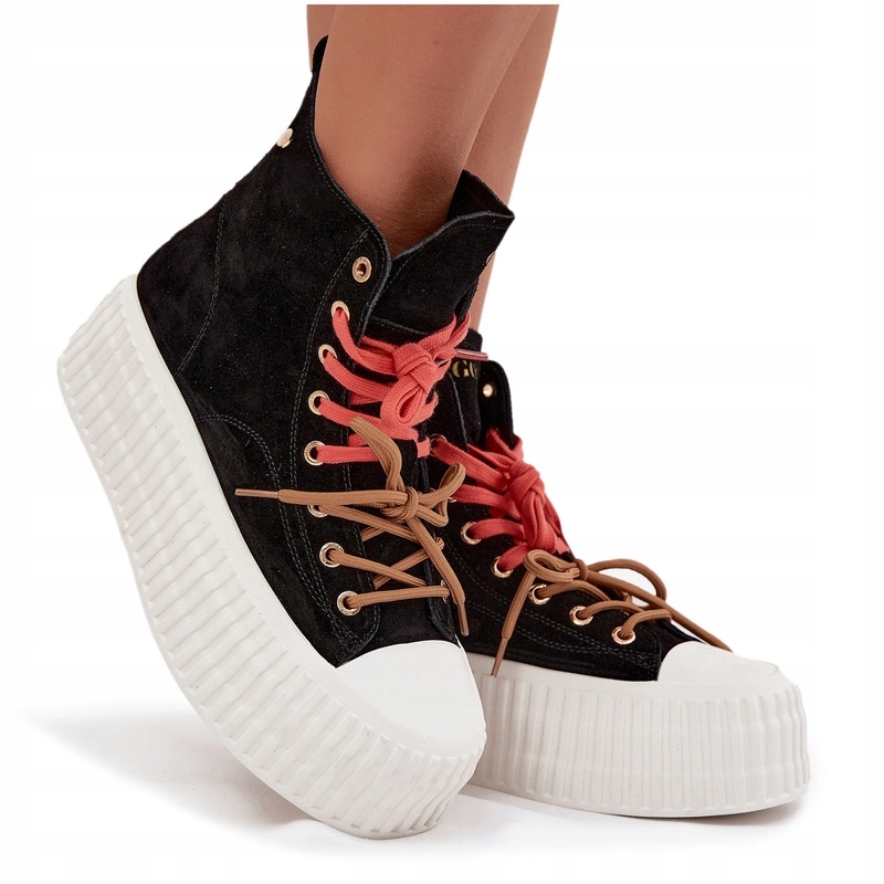 Dámské Vysoké Zateplené Semišové Tenisky Goe SS2N4046 Černé 36