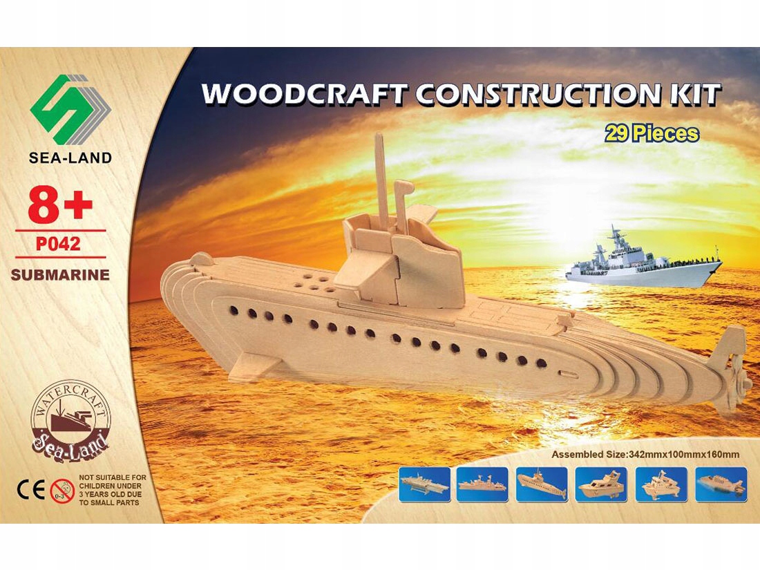 Łódź podwodna składanka drewniana puzzle 3D P042 Kod producenta P042
