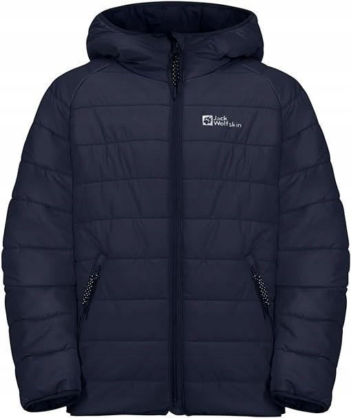 Detská bunda Jack Wolfskin Zenon Prešívaná tmavomodrá s kapucňou veľ. 164