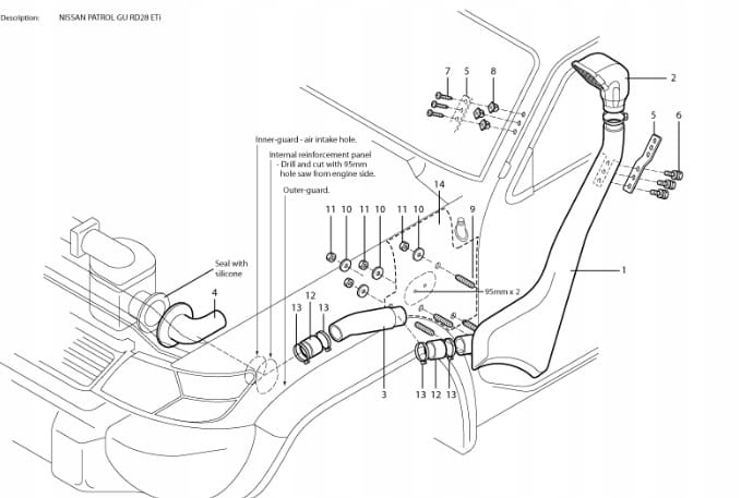 Snorkel Nissan Patrol Y61 3 0 4 2 2000 2004 EAN 5905068400890