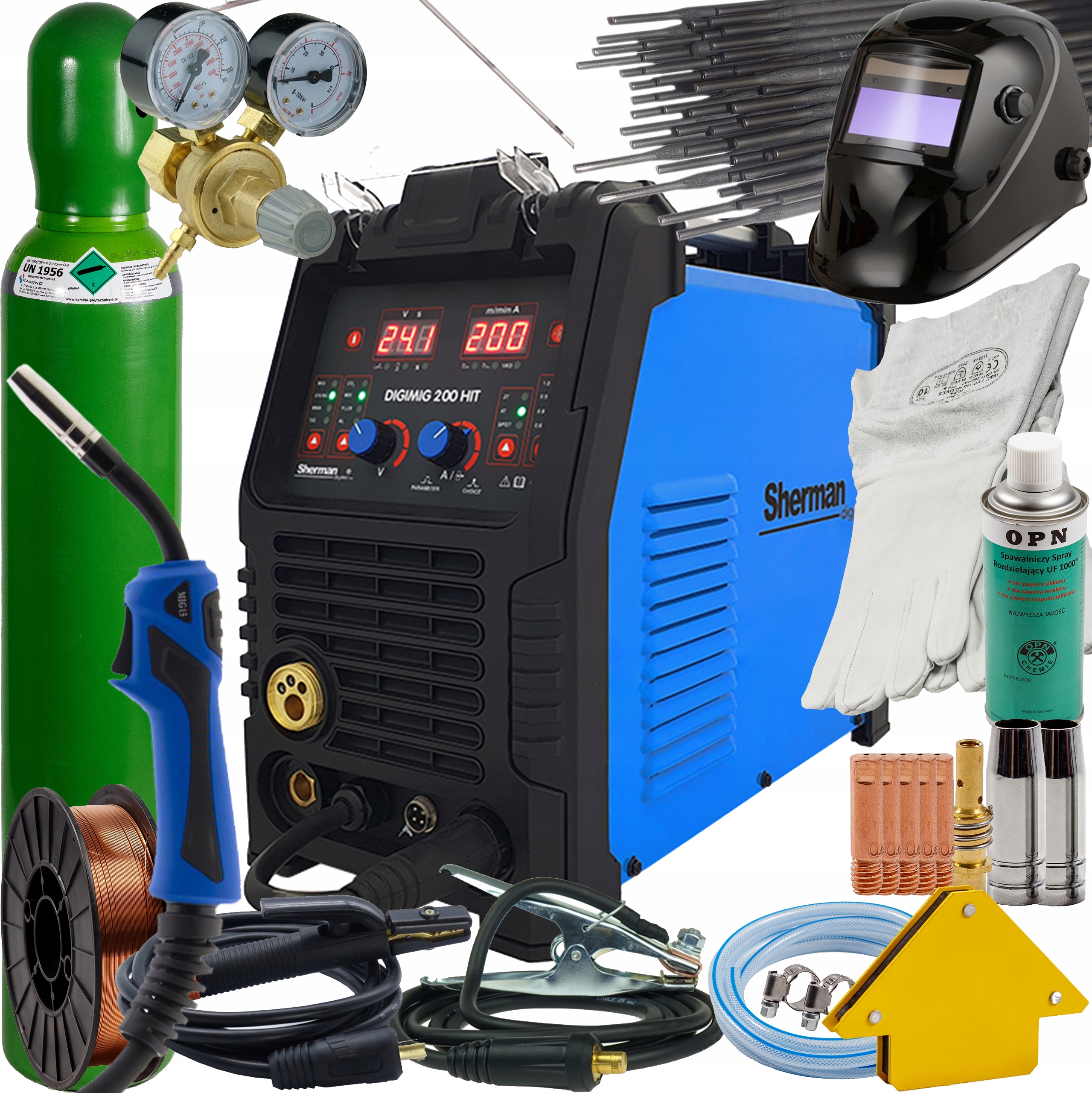 Invertorová Svářečka Sherman Digimig 200 Synergie Mig 230V sada 1