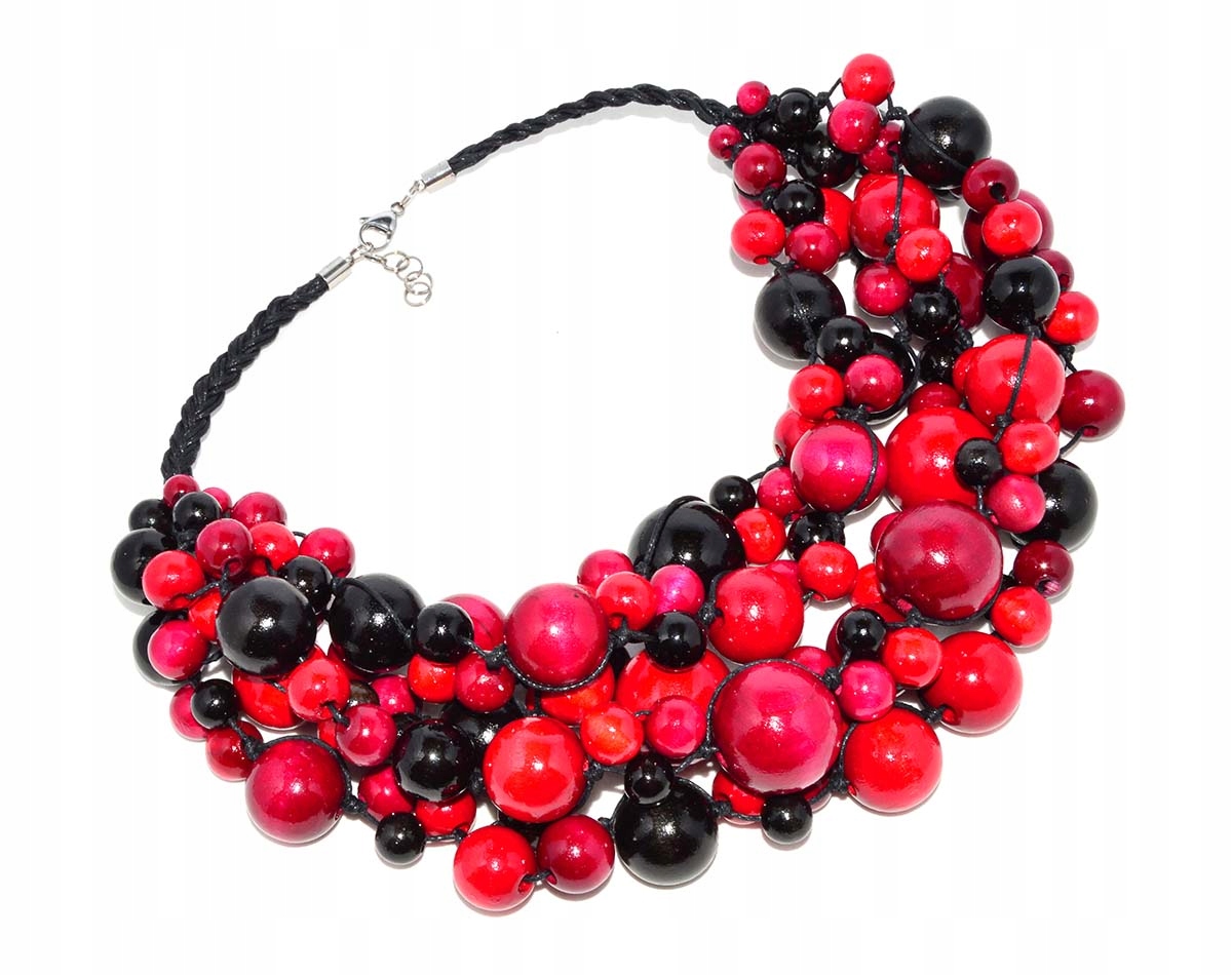 Kolie dřevěná Korále masivní náhrdelník Víno