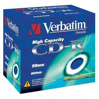 Verbatim Cd-r 43428 High Capacity 10-pack 800MB 40x 90min. 12cm jewel box