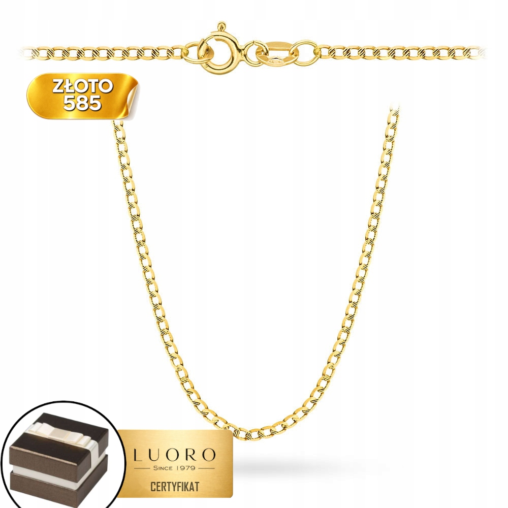 Řetízek Zlatý 585 14K Vazba Pancíř Diamantový 60 CM Elegantní