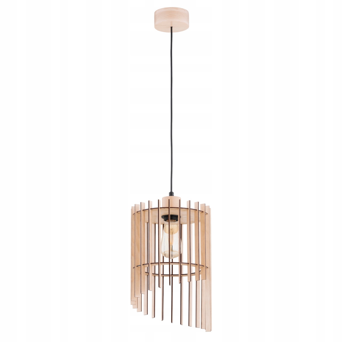 Závěsná dřevěná skandinávská lampa E27 Solana Alfa 15W 90 cm